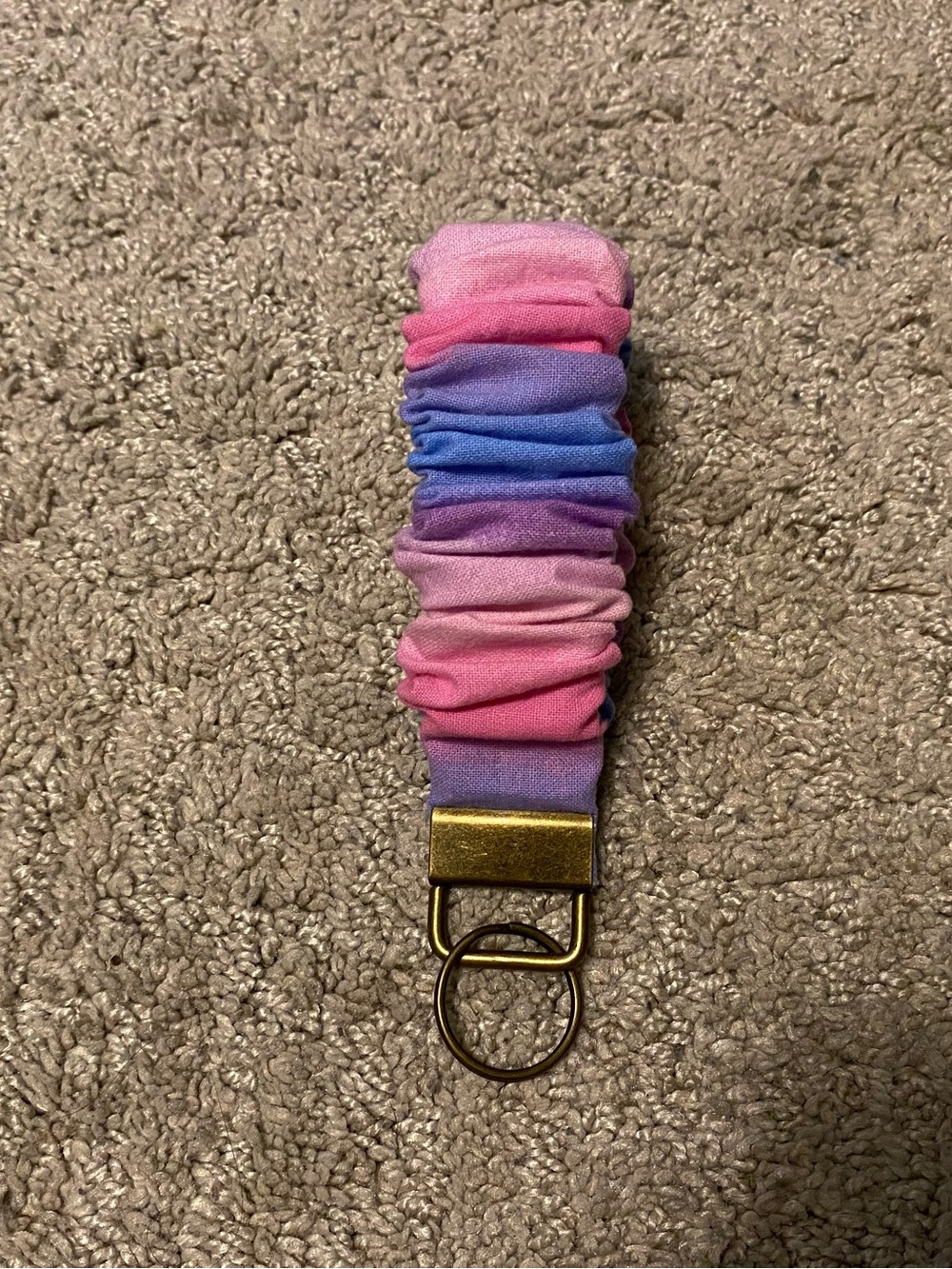 Pink and Purple Ombre Scrunchie Wristlet Keyring